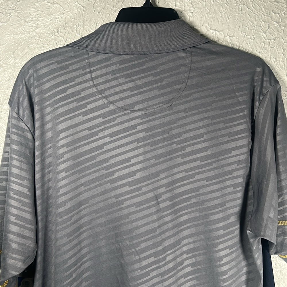 NWT Russell University of Michigan Athletic Gray and Navy Polo Shirt Large 42-44 - Picture 7 of 10